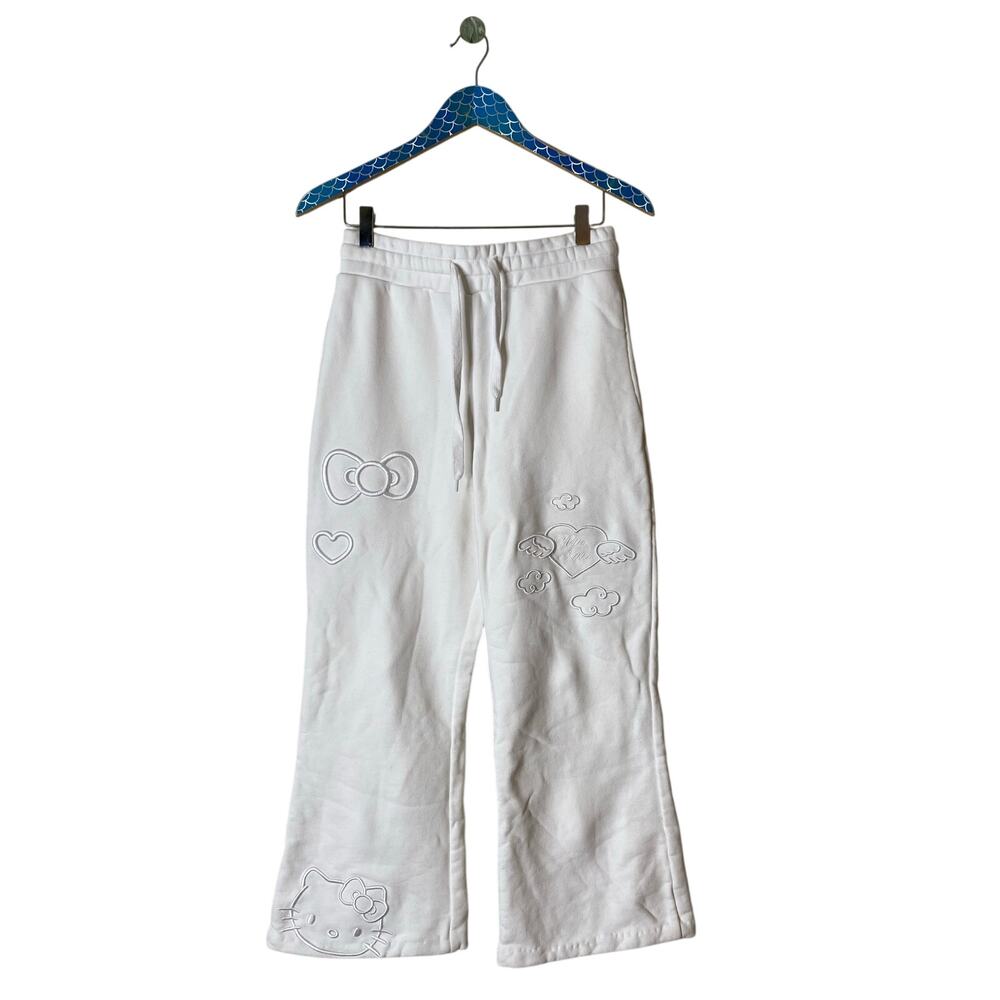 HELLO KITTY & FRIENDS X FOREVER 21 Embroidered White Cotton Sweatpants Small